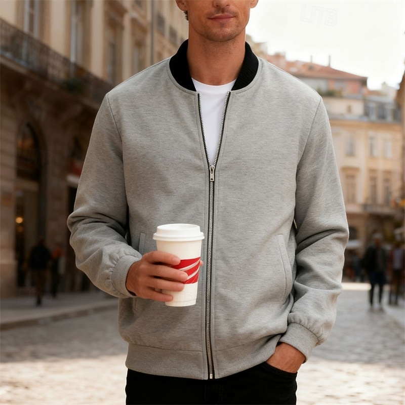 Per uomo Giacca Leggera Giubbotto bomber Giacca Casual Casuale Quotidiano Leggero Tasca Primavera Autunno Semplice Streetwear Elegante Colletto Mao Regolare Blu Nero Giallo Rosso Blu marino Giacca del 2026 a $30.99 –P13