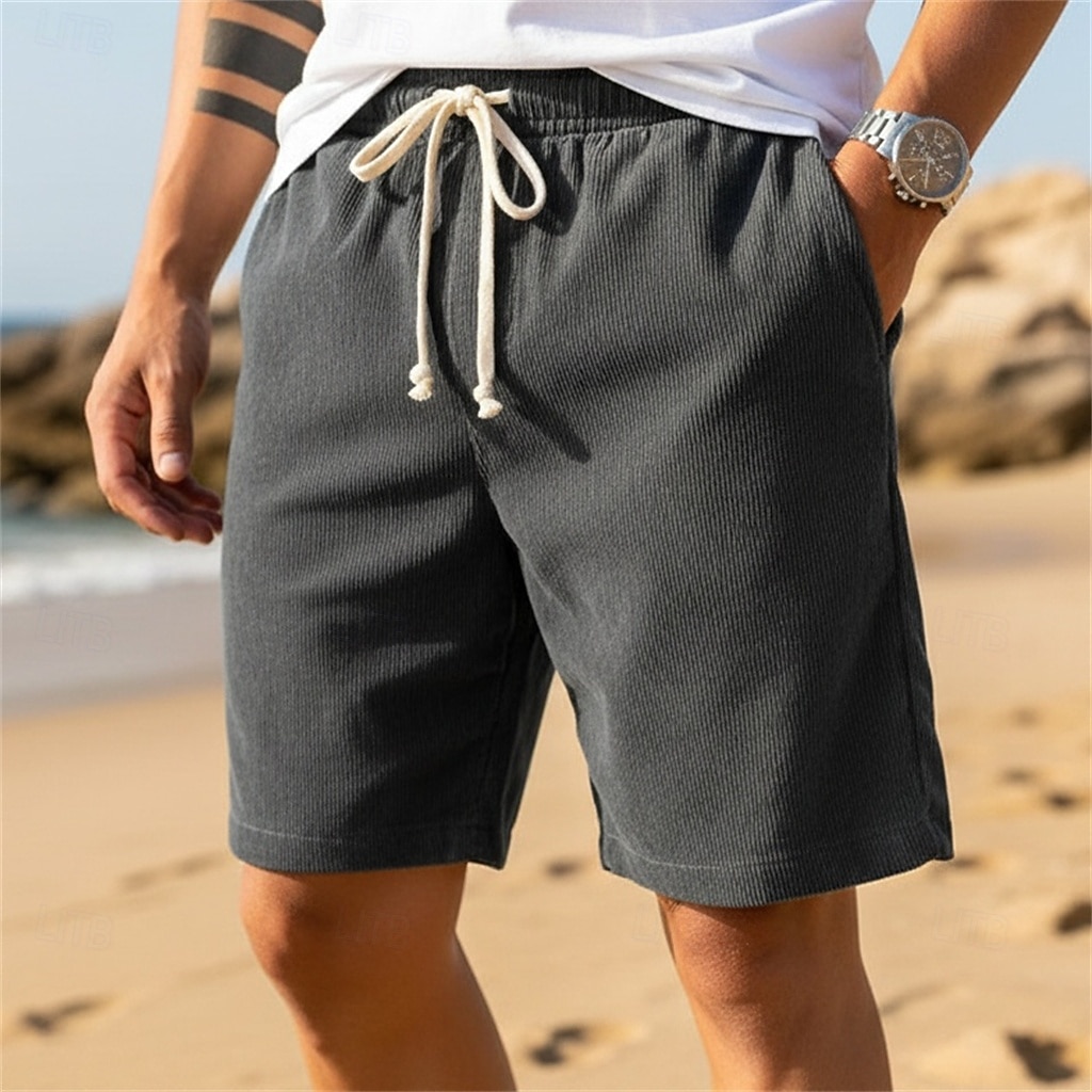 Herr Sommarshorts Beach Shorts Casual shorts Manchester Shorts Snörning Elastisk midja Ensfärgat Komfort Knelängd Dagligen Utomhus Helgdag Semester Mode Marinblå Kaki Microelastisk 2026 - $17.99 –P1