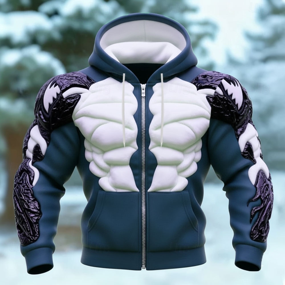 Per uomo Muscolo Illusione ottica Felpa con Cappuccio Giacca di pelle Felpa Vichingo 3D Fantasia Stampa su tutta la superficie Manica Lunga Con cerniera Abbigliamento casual alla moda Vacanza Uscire del 2026 a $32.99 –P4