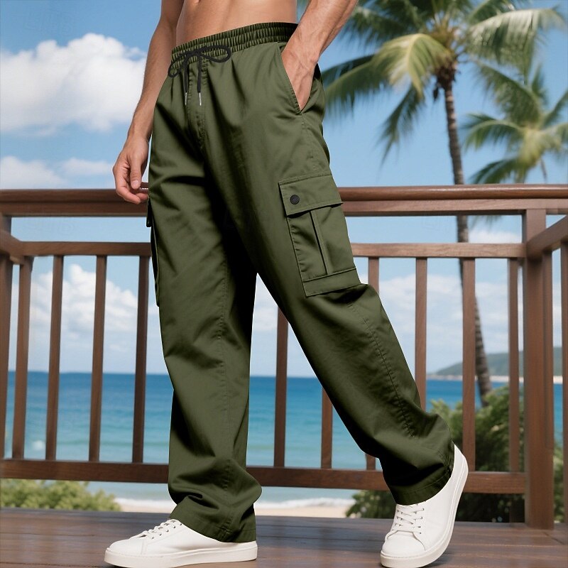 Homens Calças Cargo Calças Calças largas Com Cordão Cintura elástica Bolso multi Tecido A Prova de Vento Conforto Diário Ao ar livre Feriado Roupa de rua à moda Preto Verde Tropa de 2026 por $20.99 –P12