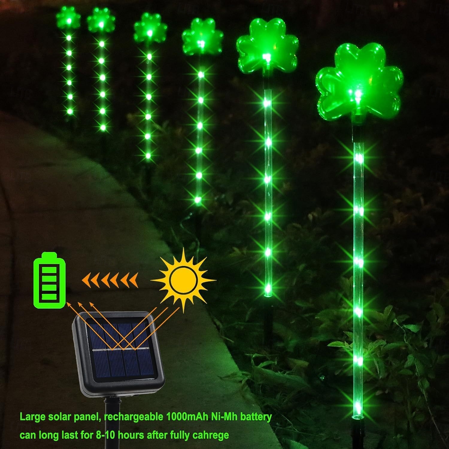 St. Patrick's Day Irish 1-to-6 Outdoor Solar Waterproof Shamrock Stake Lights with Green LED, Garden Yard Pathway, Lawn, Festival Party Holiday Decoration, Glow-in-the-Dark 2026 - $21.99 –P2