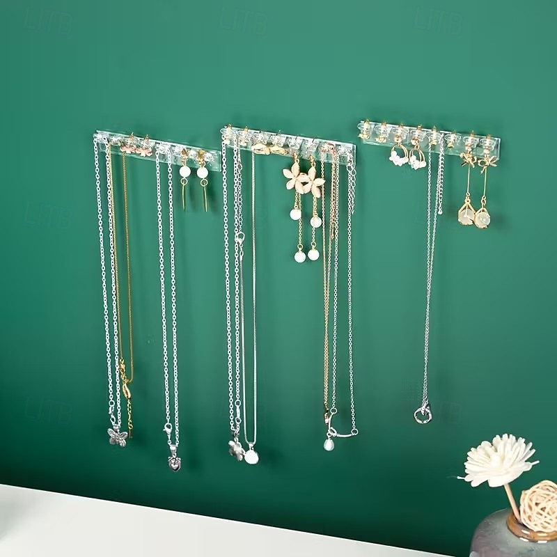 12 buc suport de depozitare bijuterii montat pe perete, simplu, transparent, pentru cercei, coliere, brățări, organizator, suport de depozitare pentru acasă, cadou de Ziua Îndrăgostiților 2026 - $13.49 –P1