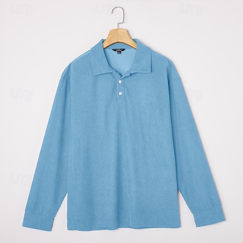 Per uomo Camicia di Velluto a Coste Testurizzato Casuale Sportivo Bavero Manica Lunga Moda Essenziale Blocco di colori Bottoni Caldo Autunno Primavera & Autunno Vestibilità regolare Nero Blu scuro del 2026 a $22.99 –P11