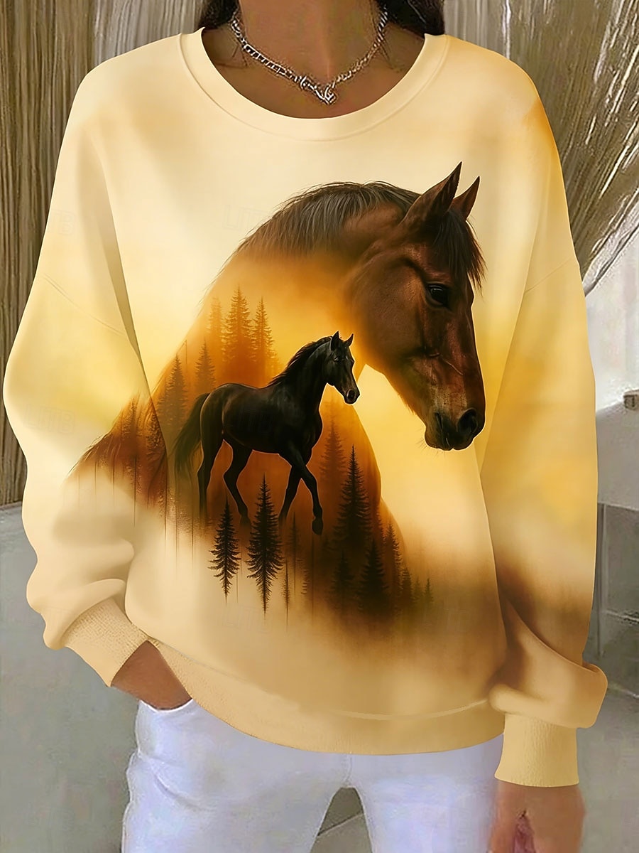 Pentru femei Pullover Imprimeu Grafic Animal Cald Clasic Casual Manșon Lung Stil Nautic Topuri obișnuite Casual Casă Stradă Alb Galben Bej Primăvară Toamnă Iarnă 2026 - $27.99 –P1