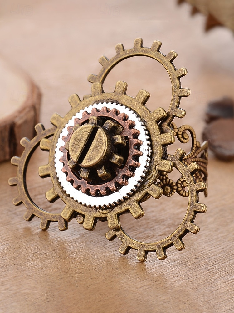 Naisten Mardi Gras steampunk antiikkiseosrataskäyttö ja kelloa käden sormus - monivärinen teollinen lisävaruste karnevaaleille ja pukeutumisjuhliin 2026 - $7.99 –P10