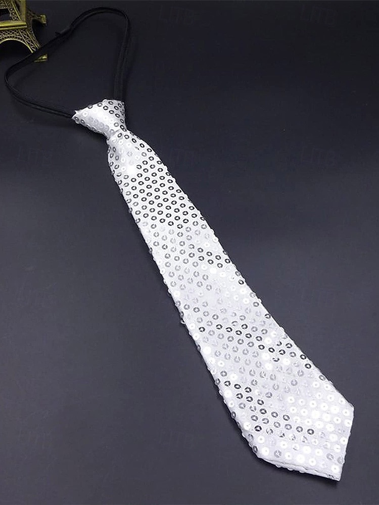 Conjunto de tirantes y corbata de poliéster con lentejuelas para hombre, diseño de corbata con cremallera, varios colores, perfecto para el Día de San Patricio y celebraciones de carnaval. 2026 - $18.99 –P9