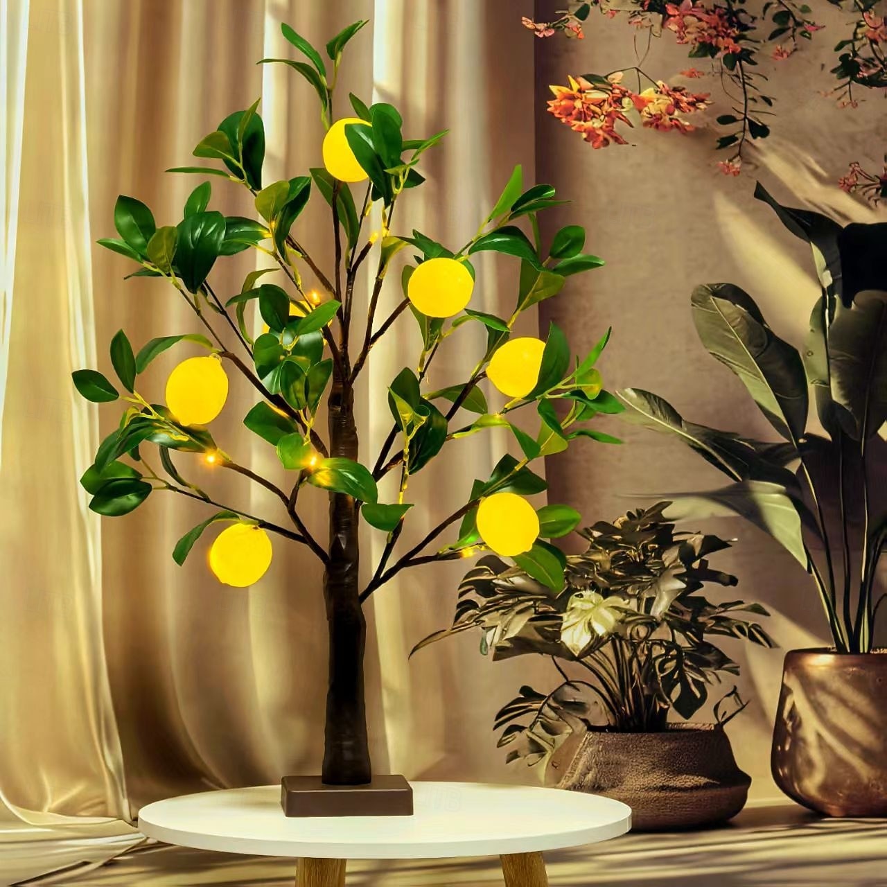 60cm/23,9palcové umělé světlo na citroník, 12 citronů, 24 LED korálků, jarní/letní interiérová/venkovní dekorace do ložnice, obývacího pokoje, jídelny, noční světlo na párty 2026 - $25.99 –P13