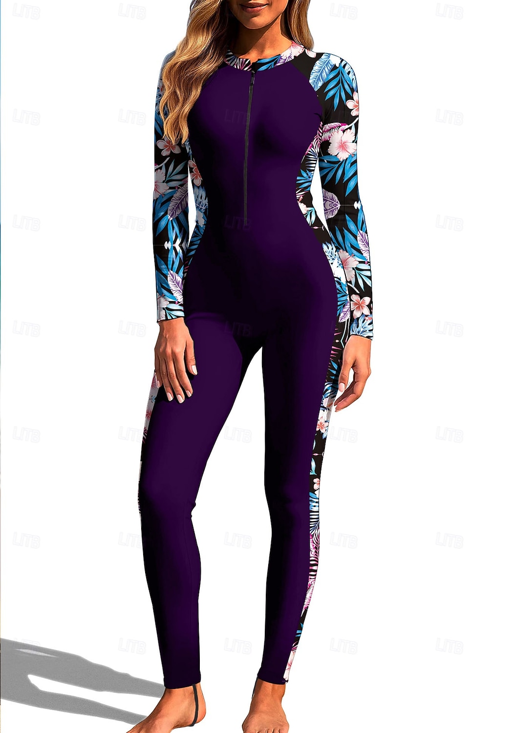 Dam Rash-guards Helkroppsutslagskydd Surfdräkt i ett stycke Blommig Tropisk Dragkedja med inbyggd BH Dragkedja fram UV Solskydd Fullständig Täckning UPF50+ Långärmad Heltäckande Badkläder Kroppsdräkt 2026 - $49.99 –P7