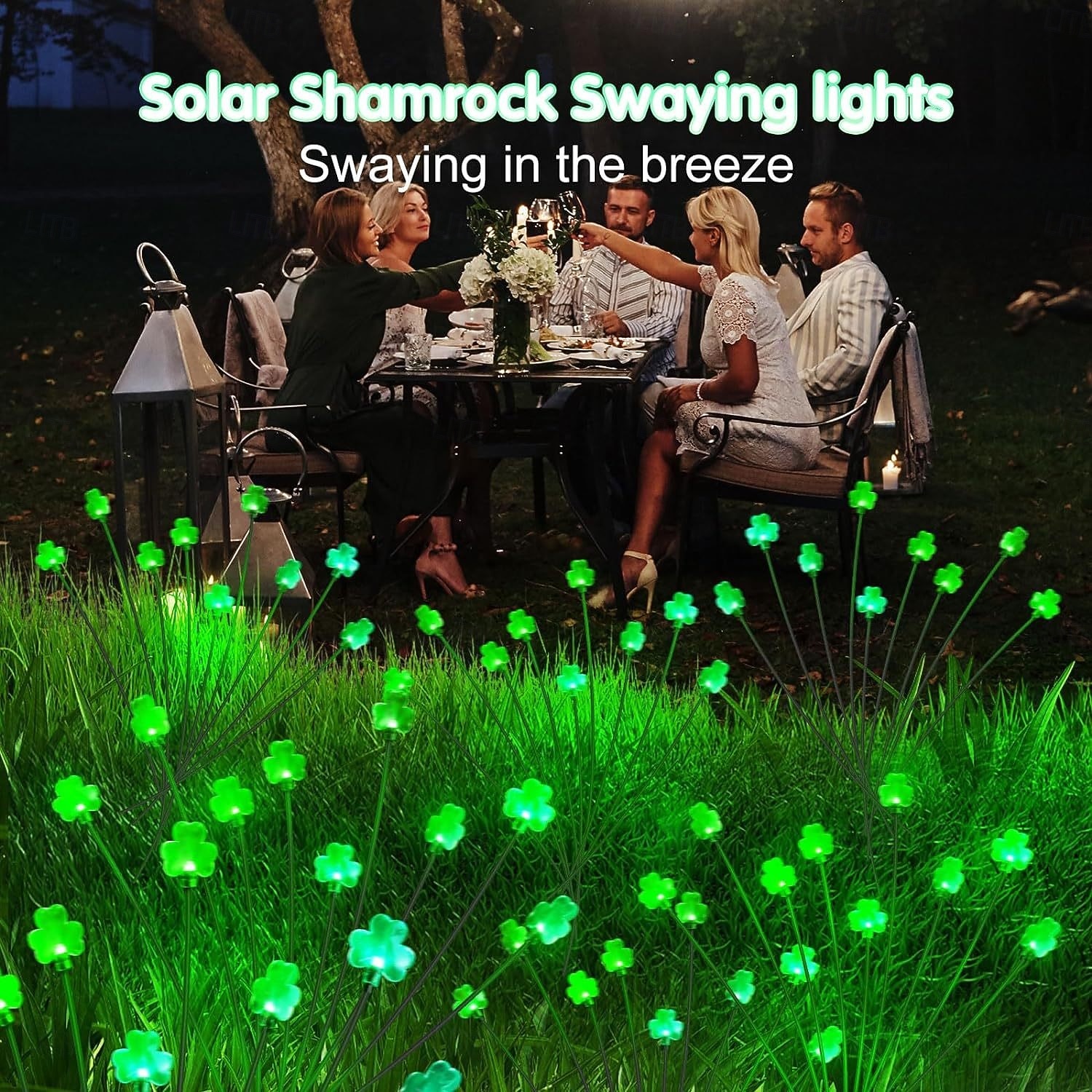2 stuks buitenverlichting op zonne-energie met 8 klavertjes vier, St. Patrick's Day-thema, 76 cm hoog, geschikt voor tuin, gazon, tuinpad, feestdecoratie en een feestelijke sfeer. 2026 - $19.99 –P4