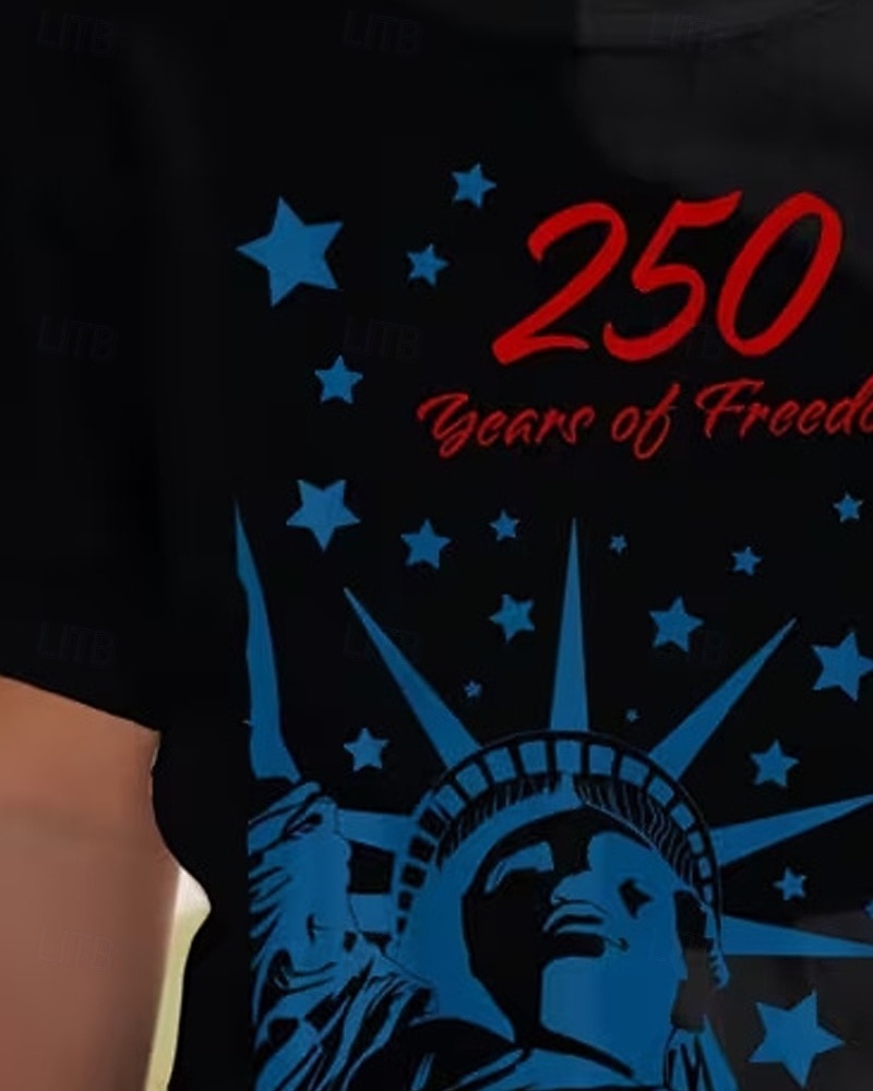 100% Baumwolle Kinder Mädchen Schwarz Grafik Freiheitsstatue 250-jähriges Jubiläum Amerikanische US-Flagge für Kinder T-Shirt Rundhalsausschnitt Kurzarm Urlaub Sport & Outdoor Alltagskleidung Aktiv 2026 - $19.99 –P7