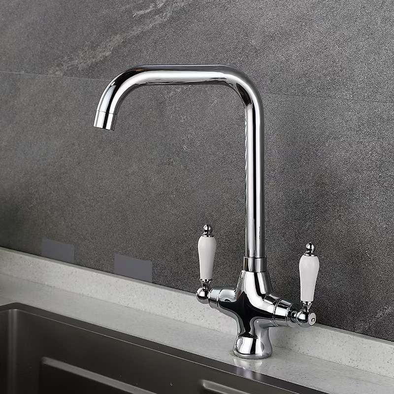 Waschbeckenarmatur - Klassisch Antikes Messing Mittelset Zwei Griffe Ein LochBath Taps 2026 - $178.99 –P6