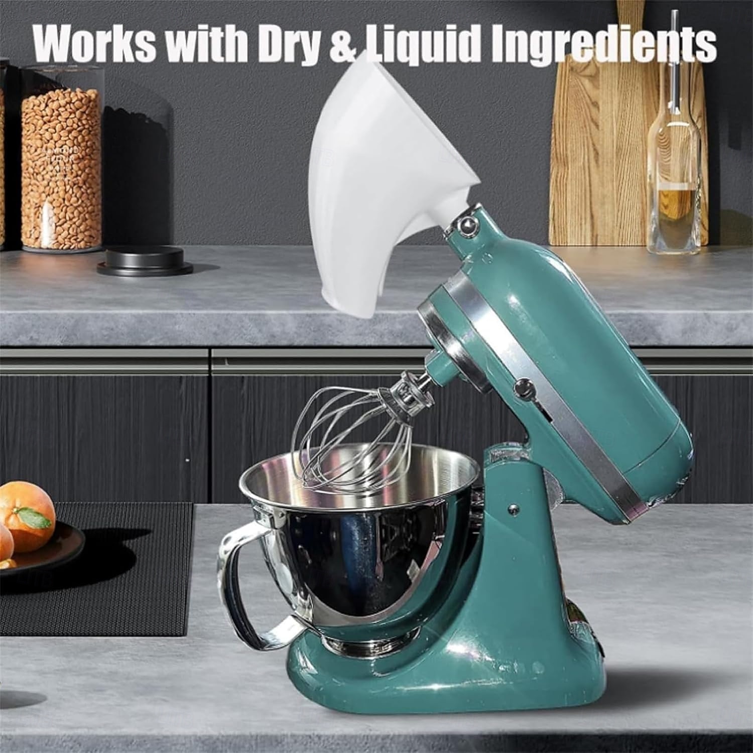 Воронка для муки для кухонного комбайна KitchenAid 5 л, насадка против разбрызгивания для стационарного миксера с откидной головкой 4,5 и 5 л (ksm150), инструмент для выпечки, пригодный для мытья в посудомоечной машине, удобный аксессуар для наливания. 2026 - $15.99 –P5