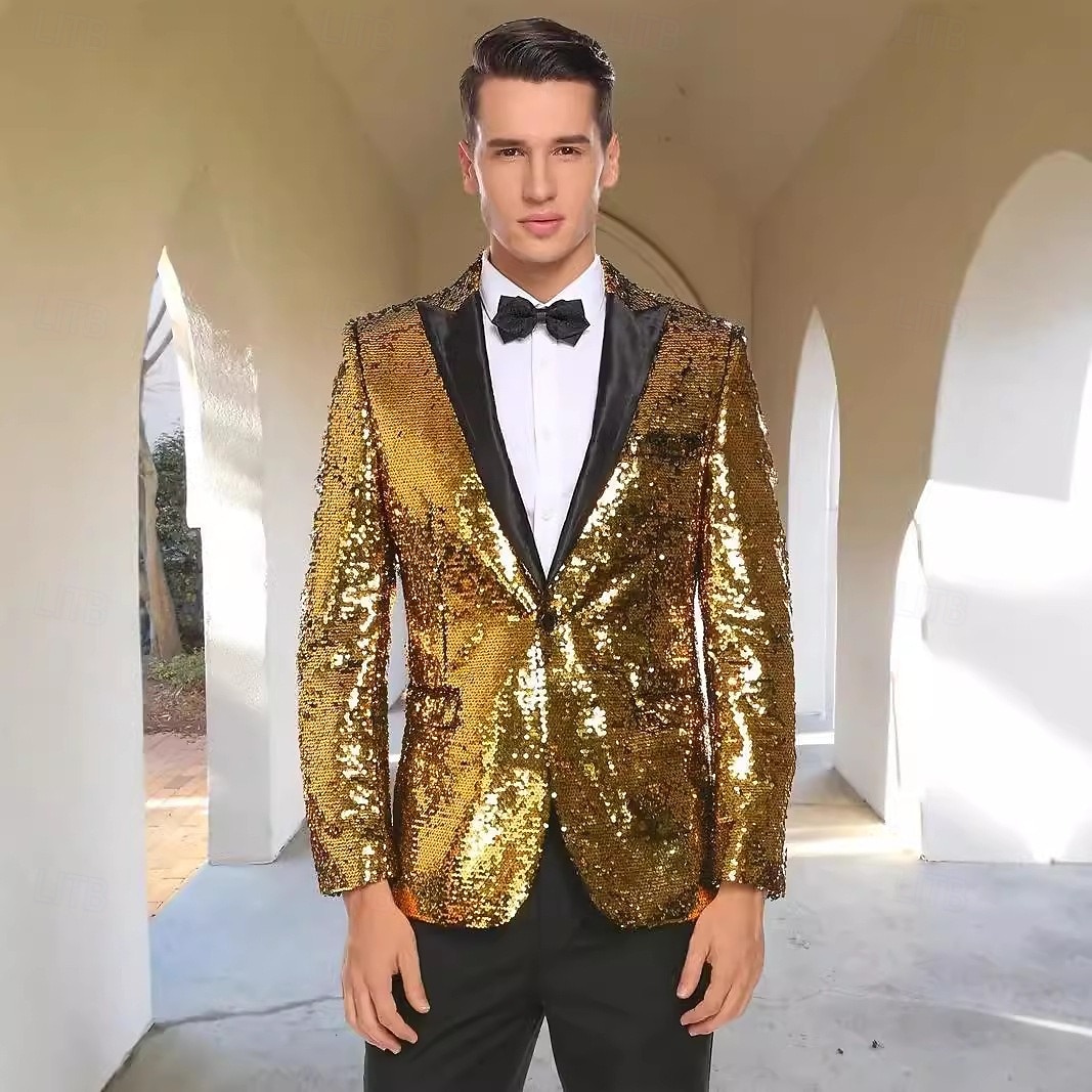 Rétro Vintage Années 1980 Couleur métalique brillante Smoking Costumes & Blazers Disco Paillettes Déguisement Homme Costume de Carnaval Noël Halloween Carnaval Cocktail Le thème de la fête Défilé de de 2026 ? $91.99 –P3