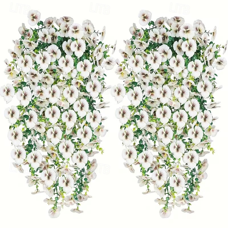 4 svazky závěsných umělých macešek, venkovní umělá květinová dekorace, UV odolné realistické umělé květiny pro venkovní zahradu, verandu, balkon, interiér domu a svatební dekorace 2026 - QAR 78.06 –P10