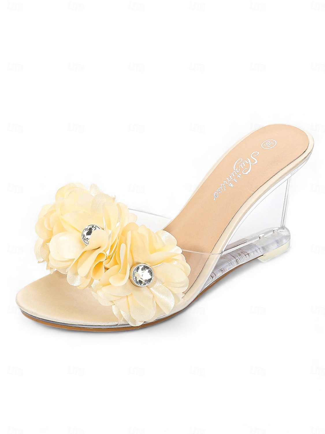 Women's Floral Clear Heel Slide Sandals, Transparent Low Heel Mules for Bridesmaids, Elegant Garden Wedding & Outdoor Ceremony Shoes 2026 - $46.99 –P10