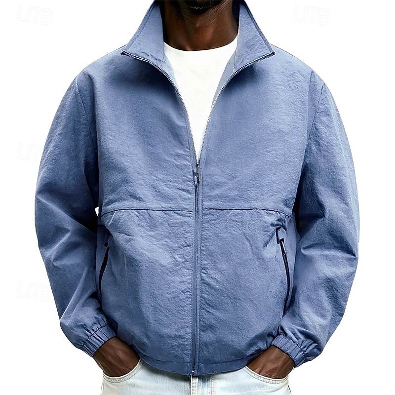 Ανδρικά Ελαφρύ μπουφάν Casual Jacket Καθημερινά ΕΞΩΤΕΡΙΚΟΥ ΧΩΡΟΥ Ικανότητα να αναπνέει Τσέπη Άνοιξη Φθινόπωρο Σκέτο Κομψό στυλ street Στυλάτο Όρθιος γιακάς Κανονικό 2026 - $48.99 –P5