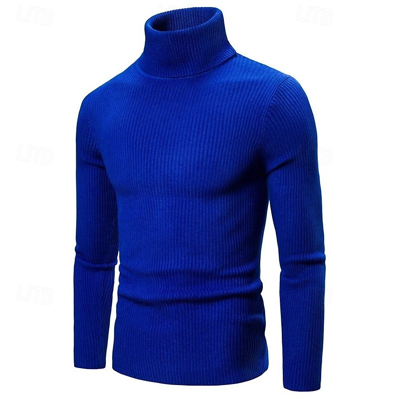 Men's Turtleneck Sweater Pullover Sweater Jumper Cropped Sweater Ribbed Knit Regular Tops Knit Plain Turtleneck Modern Contemporary Casual Casual Work Clothing Apparel Fall Winter Wine Black S M L 2026 - $22.99 –P10