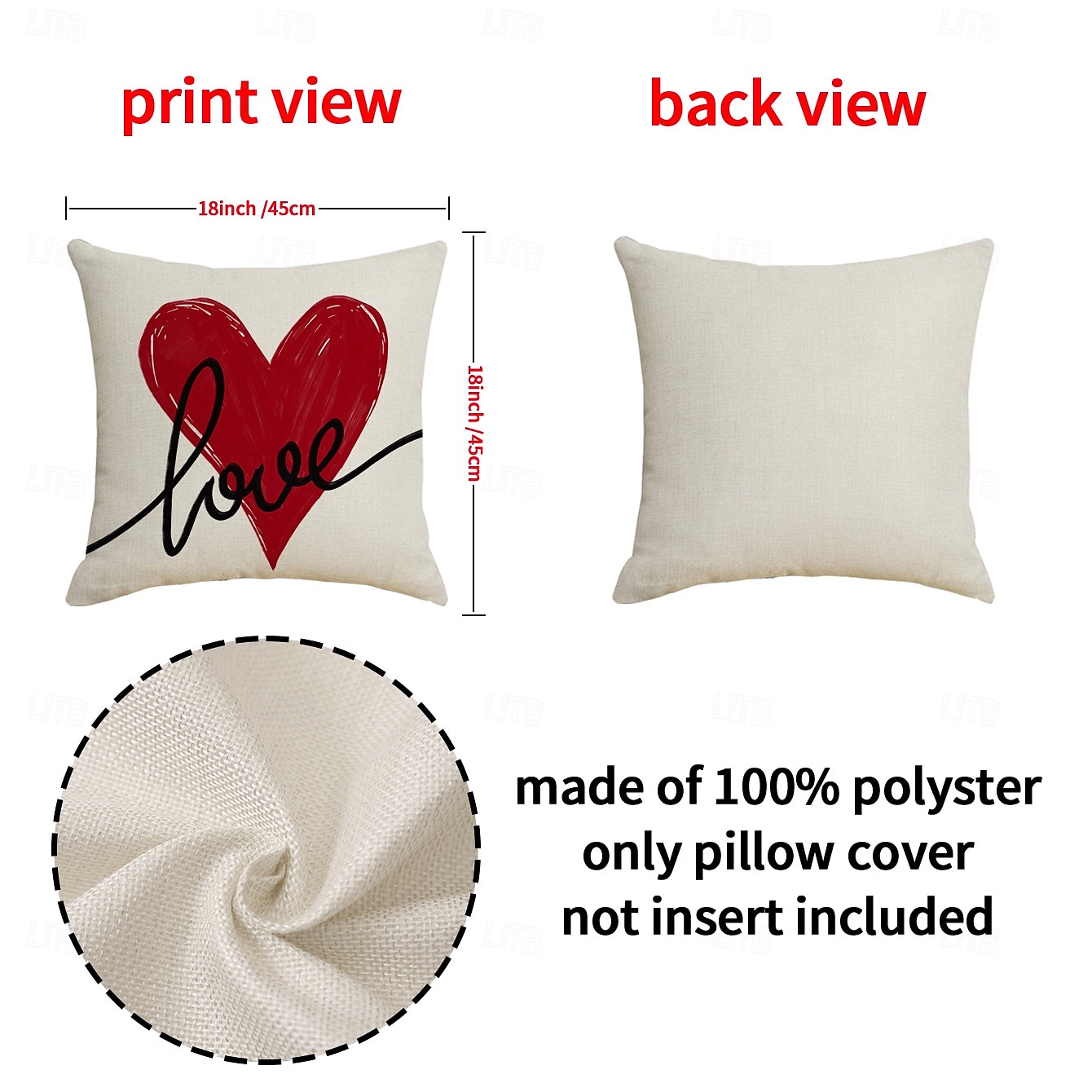 Valentine's Day Couple Heart Pillow Cover, Red "LOVE" Letter Print Decorative Cushion, Perfect for Sofa, Living Room, Bedroom, Ideal for Romantic Valentine's Day Home Decor 2026 - $13.99 –P4