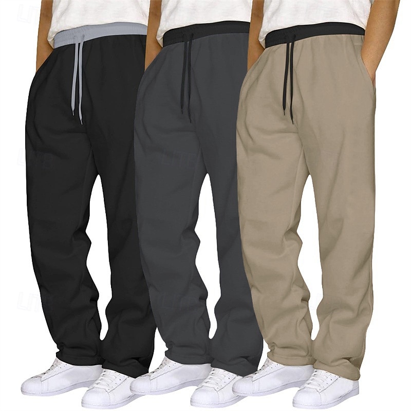 Paquetes múltiples 3 piezas Hombre Negro+Gris Oscuro+Azul Marino Pantalones de Deporte Pantalones Correa Cintura elástica Plano Vacaciones Ropa Cotidiana Poliéster Primavera 2026 - $40.99 –P5