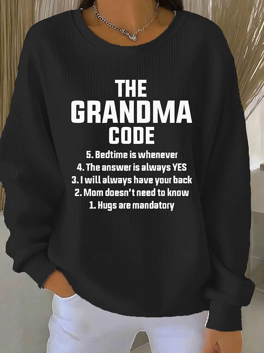 Per donna Pullover Stampato Grafico Lettera Caldo Classico Casual Manica Lunga Girocollo Top Regolari Casuale Casa Streetwear Blu Nero Bianco Viola Beige Primavera Autunno Inverno del 2026 a $29.99 –P5