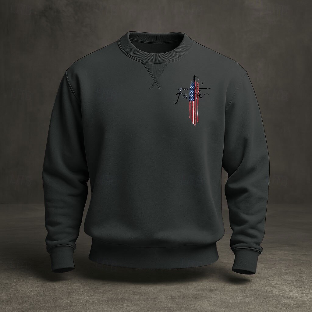 2026年 アメリカ建国250周年 男性用 スウェットシャツ クルーネック ブルー ライトブルー ブラック ホワイト イエロー 冬 春 & 秋 デザイナー S M L XL 2XL 3XL  コレクション – $31.99 –P9