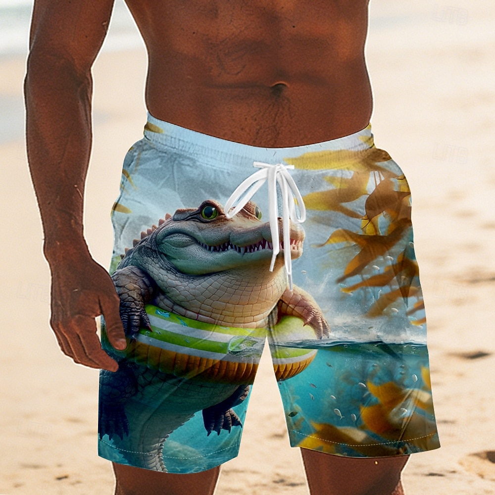 Ανδρικά Ζώο Κινούμενα σχέδια Κροκοδιλέ Μαγιό Βερμούδα Σορτσάκια Κολύμβησης Σορτς παραλίας Μεσαία Μέση Αστείος Χαβανέζα Διακοπές στην παραλία Πλαϊνές τσέπες Διχτυωτή επένδυση Ελαστική μέση με κορδόνι 2026 - $20.99 –P1