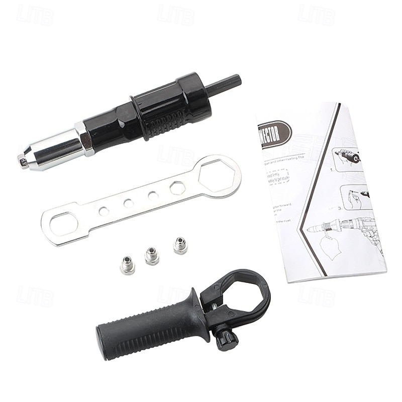 Adaptador de pistola remachadora eléctrica de grado profesional, accesorio de remaches para taladro eléctrico inalámbrico con 4 cabezales de remache de 2,4 mm, 3,2 mm y 4,0 mm, herramienta de 2026 - $27.99 –P12