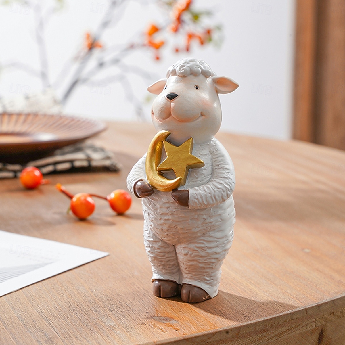 Ramadan Sheep Figurine, Black & White Resin Sheep Holding Moon & Star, Hand-Painted Decorative Ornament for Eid al-Fitr, Eid al-Adha, Ramadan Home Décor, Gift for Family & Celebration 2026 - $15.99 –P8