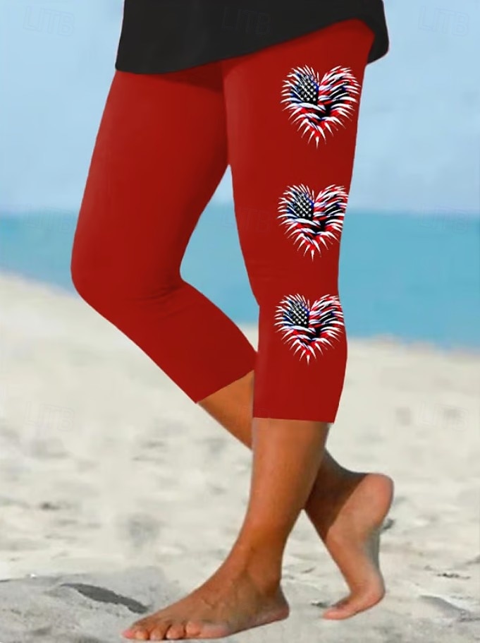 Giorno dell'Indipendenza Maglietta da Donna Patriottica Pantaloni Capri Leggings Vacanza Vintage Moda Lunghezza Polpaccio Vita Media Grafica Bandiera Print Comfort Morbido Traspirante Elasticizzato del 2026 a $19.99 –P4