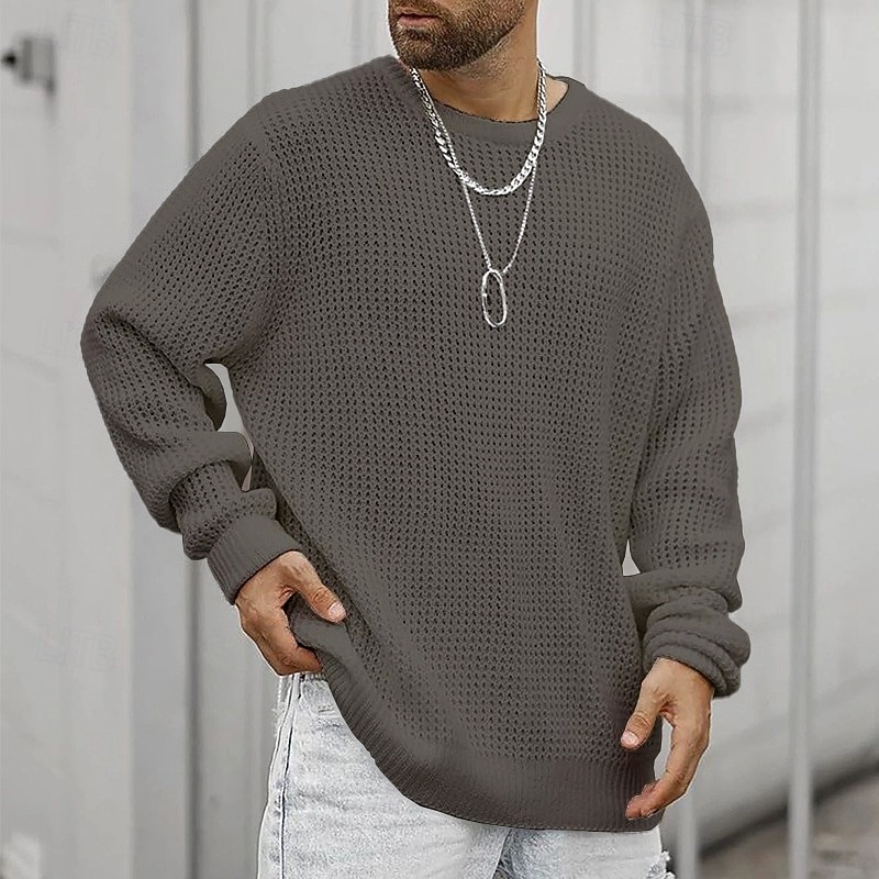 Men's Sweater Pullover Sweater Jumper Ribbed Knit Regular Tops Knitted Slim Fit Plain Crew Neck Knitwear Contemporary Casual Daily Wear Clothing Apparel All Seasons Black White M L XL 2026 - $26.99 –P2