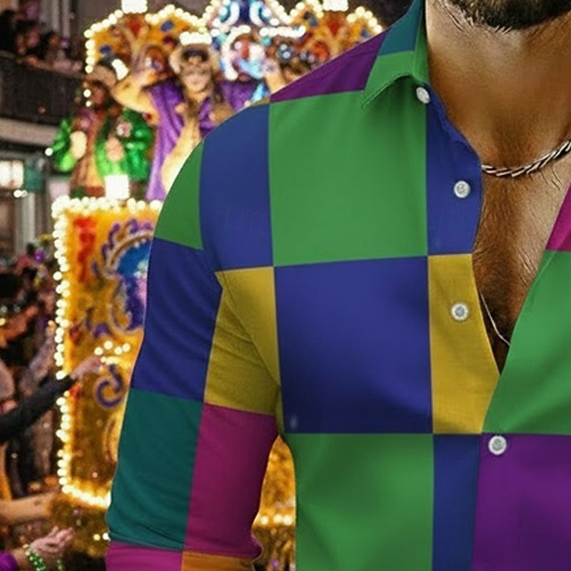 camicia di carnevale per uomo – vestito di carnevale viola verde oro del 2026 a $29.99 –P4
