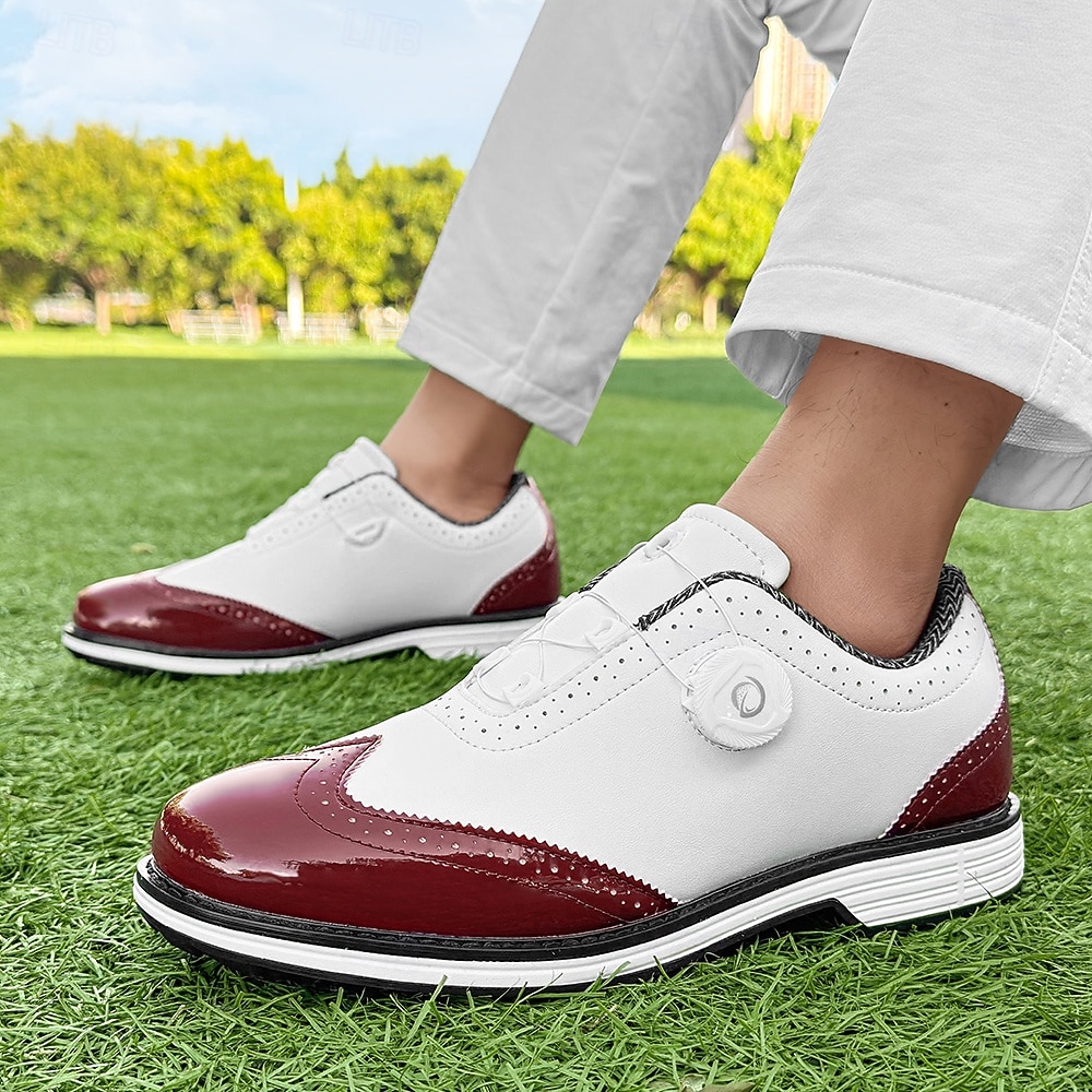 Heren golfschoenen – comfortabel wit en bordeauxrood design voor optimale prestaties en stijl op de golfbaan. 2026 - $79.99 –P22