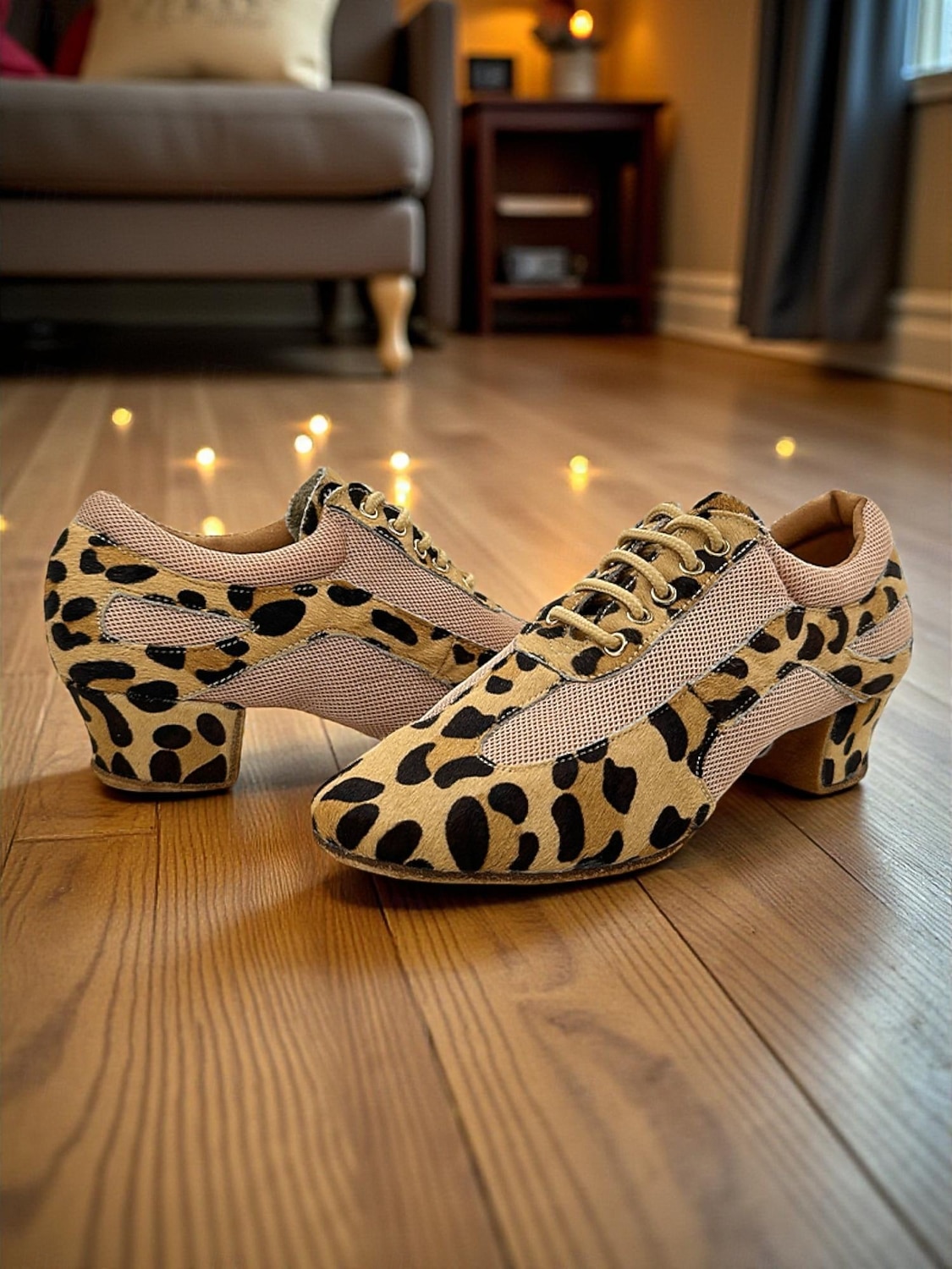Women's Zebra Print Lace-Up Professional Dance Shoes - Suede Sole Latin & Ballroom Practice Heels, Breathable Design, Comfortable Training & Performance Footwear for Women 2026 - $64.99 –P1