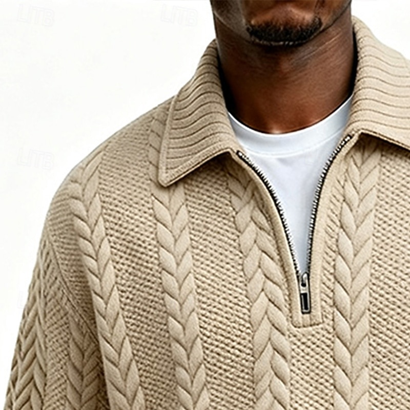 Per uomo Jacquard Maglia Felpa con cappuccio Felpa con zip corta Aalbicocca Nero Bianco Grigio Bavero Semplice Con zip Testurizzato Sport & Outdoor Casuale Quotidiano Streetwear Cool Abbigliamento del 2026 a $28.99 –P6