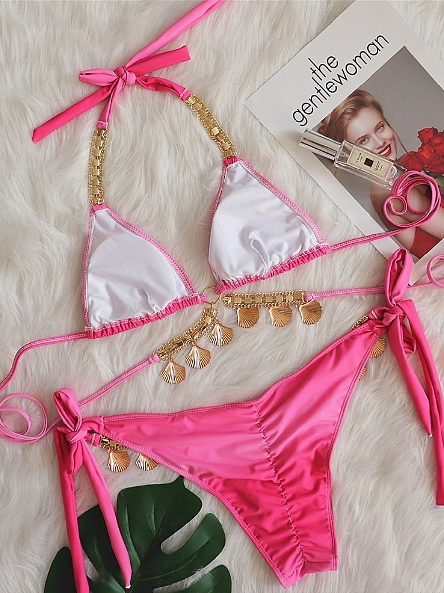 Женский бикини из 2-х частей Купальник Щекотливый Узкий Без спины Отпуск Пляжная одежда Омбре Халтер ведро Без рукавов 2026 - $34.99 –P9