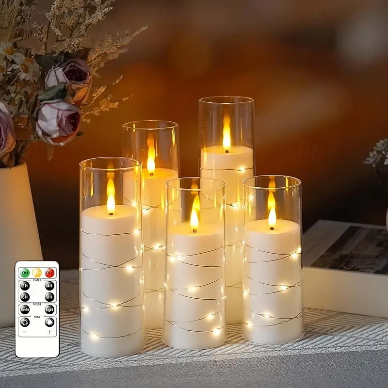 Kaars Zonder koorden Kerstmis Eenvoudig Modern AA-batterijen aangedreven 5 stuks 2026 - $26.99 –P6