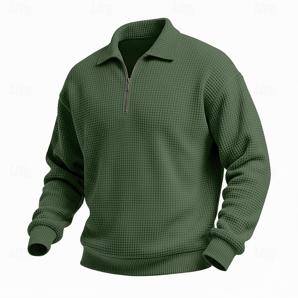Homme Sweat-shirt Sweat-shirt gaufré Sweat à capuche Sweat-shirt quart de fermeture éclair Rouge vin Col montant Uni Texturé Occasionnel Quotidien Sport & Loisir Streetwear Frais Vêtements de sport de 2026 ? $24.99 –P5