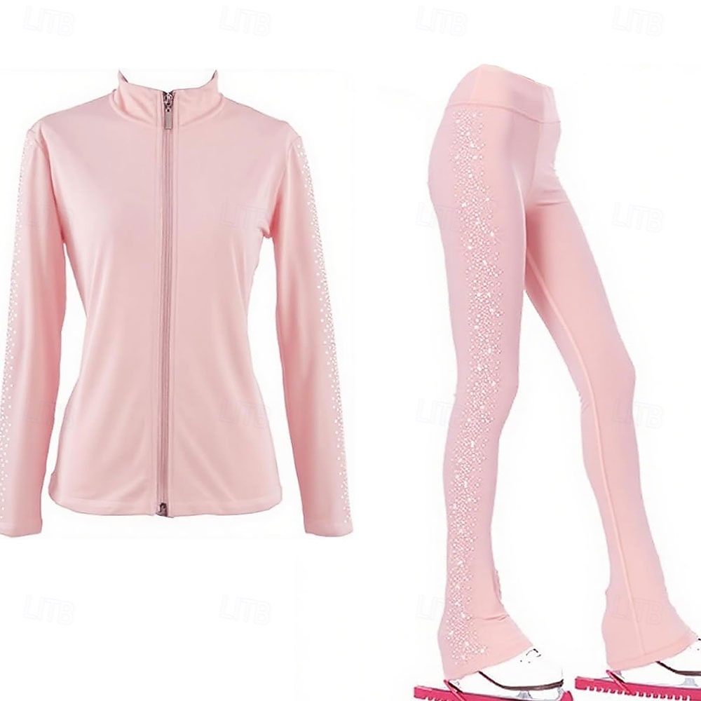 2026年 フィギュアスケートジャケットとパンツ レディース 女子 アイススケート 衣装 ブラック ストレッチ トレーニング 競技 スケートウェア 保温 暖かい クリスタル/ラインストーン 長袖 アイススケート フィギュアスケート  コレクション – $149.99 –P5