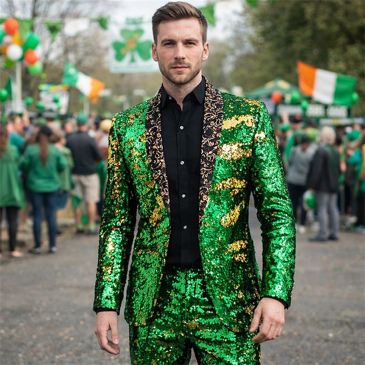 Ντίσκο Δεκαετία '80 Smoching Κοστούμια & Σακάκια Πρίγκηπας Πούλιες Γεωμετρικό Φανταχτερή Φόρεμα Ανδρικά Αποκριάτικη Στολή Απόκριες Νέος Χρόνος 2026 - $124.99 –P1