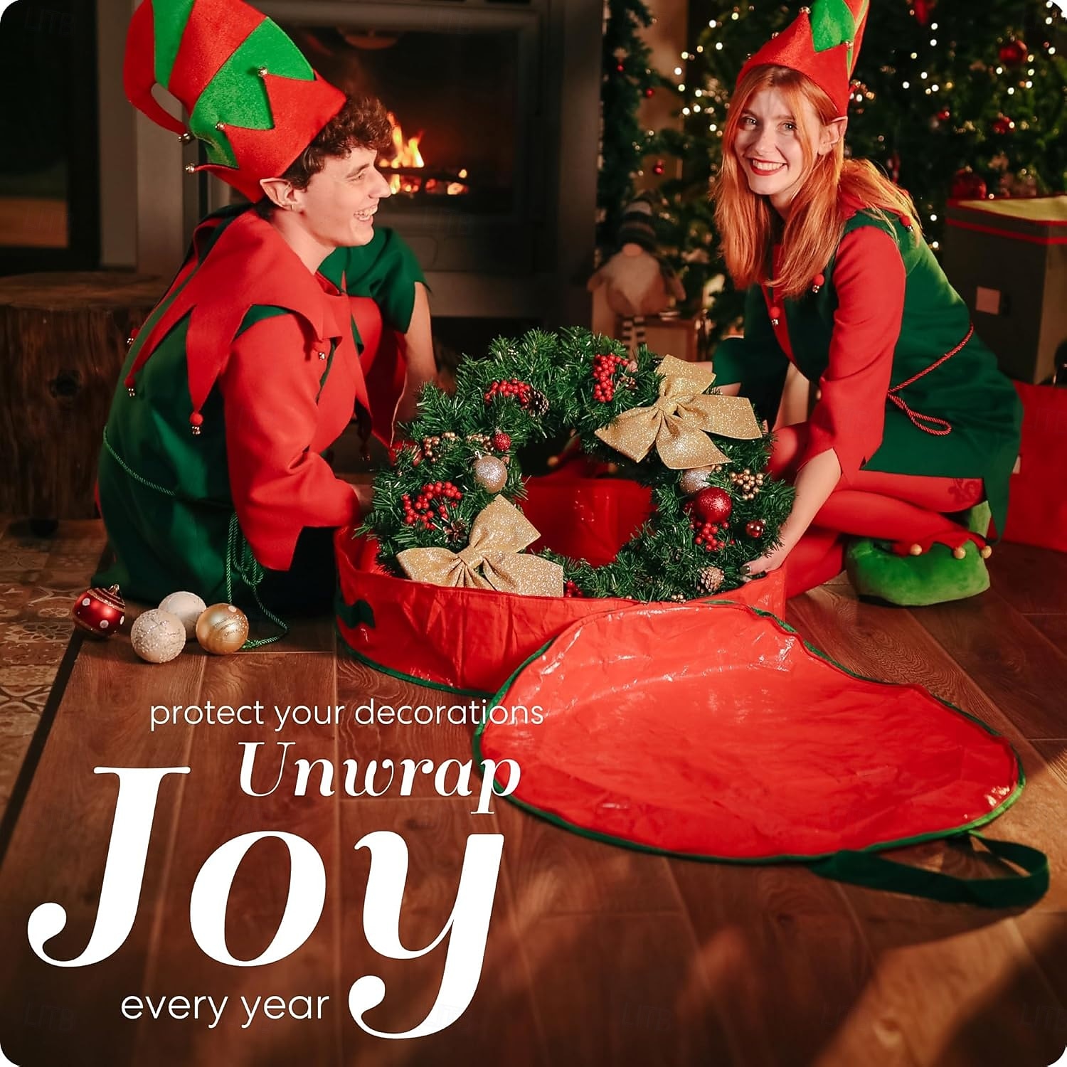 Комплект из 2 прочных сумок для хранения рождественских венков, изготовленных из брезентового материала, с застежкой-молнией и удобной ручкой для переноски, обеспечивающих защиту от пыли и вредителей 2026 - $28.88 –P4