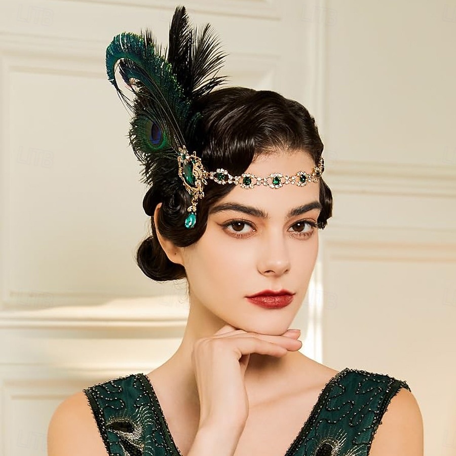 Vintage 1920s The Great Gatsby Flapper Headband The Great Gatsby Flapper Girl Feather Fancy Dress Women's Christmas Carnival Masquerade Retro Theme Party Charleston Dance Adults Headband 2026 - $22.99 –P6