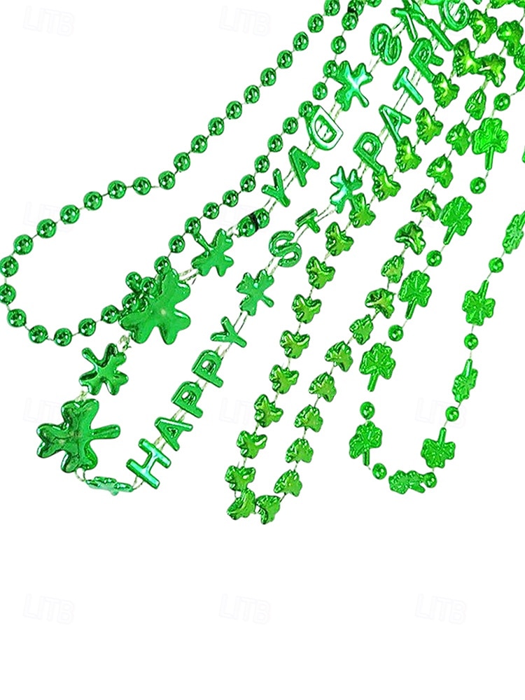 női többrészes Szent Patrik-napi nyaklánckészlet, zöld lóhere gyöngyös réteges nyakláncok, műanyag, többféle stílusú kombinált csomag, ünnepi ír partikellékek nőknek 2026 - $11.99 –P8