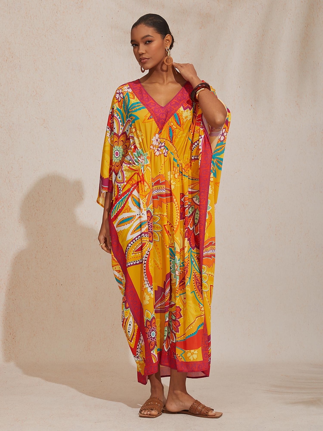 Boho-Paisley-Kaftan aus fließendem Chiffon 2026 - $91.99 –P4
