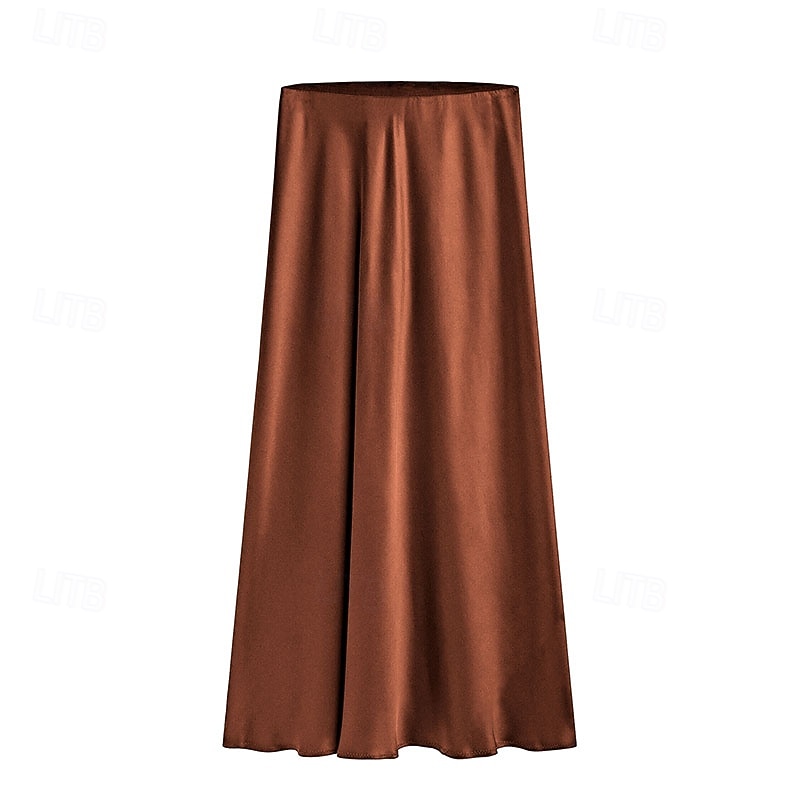 Femmes Élégant Mode Maxi Taille haute Jupes Uni Fendu Micro-Élastique Quotidien Rue Vert pomme Noir Champagne Vert Véronèse Été de 2026 ? $33.99 –P6