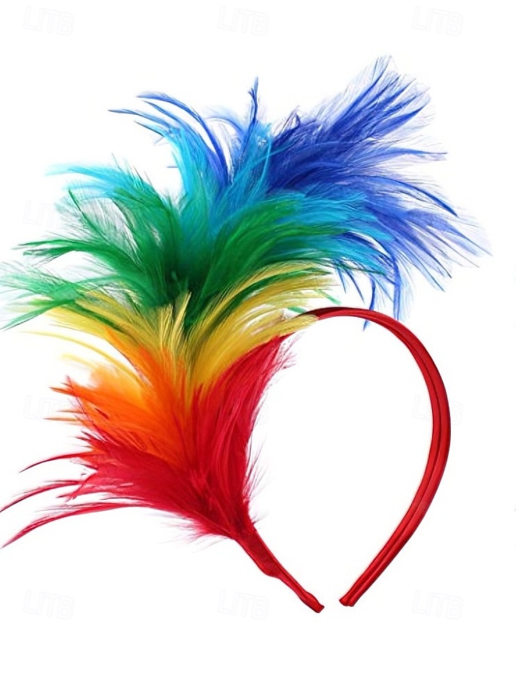 Kvinnors Mardi Gras fjäderöronband i flera färger livliga och roliga perfekta för karneval och maskeradtorer 2026 - $9.99 –P6