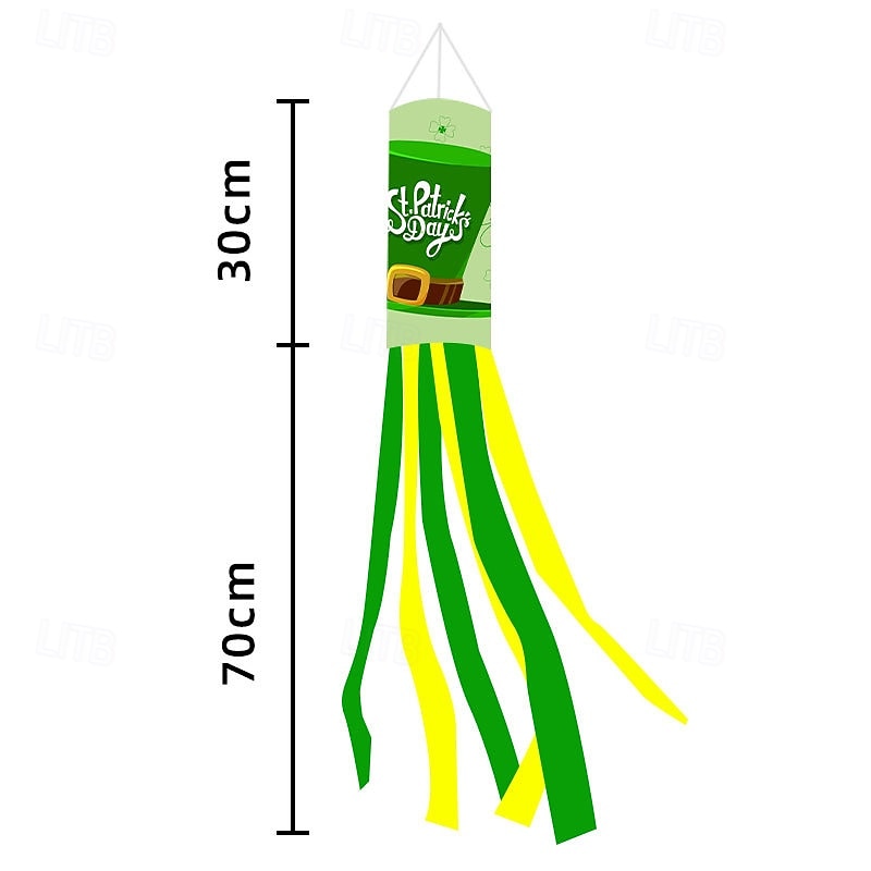 Szent Patrik-napi szélzsák zászló, ír dizájn, Szent Patrik-napi fesztivál dekoráció, színes kültéri szélzsák ünnepi ünneplésre, lóhere &lóhere design. 2026 - $8.99 –P20