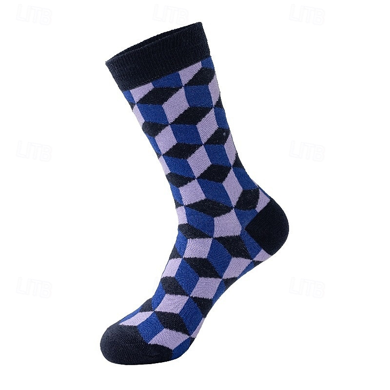 Hombre 5 pares Calcetín Calcetines para correr Calcetines informales Azul Piscina Rojo Color Geométrico Exterior Ropa de calle Vacaciones Medio Todas las Temporadas Moda Ropa de calle 2026 - $12.49 –P3