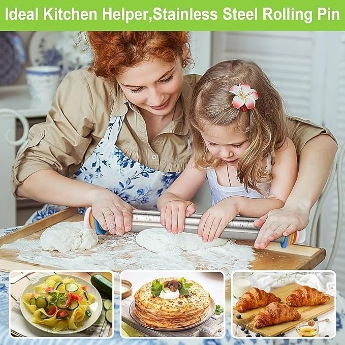 Deegroller met verstelbare dikte en mat, roestvrijstalen deegroller met maatverdeling, verstelbare dikte voor het bakken, inclusief mat en deegset voor gemakkelijk uitrollen. 2026 - $26.99 –P3
