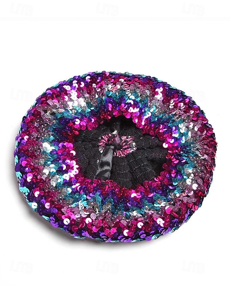 Beret de lentejuelas de Mardi Gras para mujeres en múltiples colores material de poliéster perfecto para carnaval y bailes de máscaras 2026 - $11.99 –P5