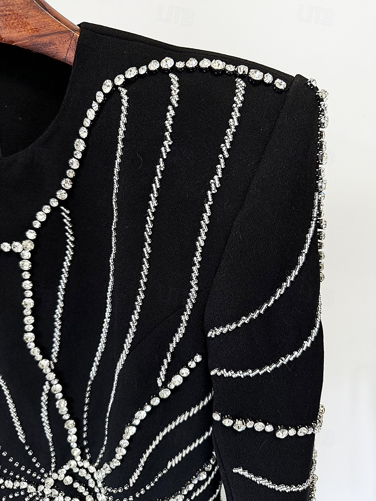 Abito a tubino colonna lungo fino al pavimento abiti formali abito da sera abito da sera elegante maniche lunghe scollo tondo formale con cristalli e perline del 2026 a $195.99 –P4